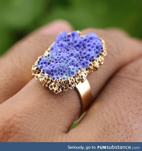 Ring made from coral and gold