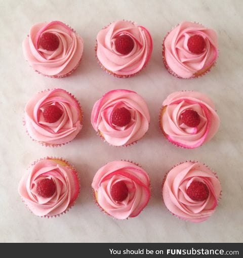 Lemon cupcakes with lemon/raspberry buttercream and raspberries