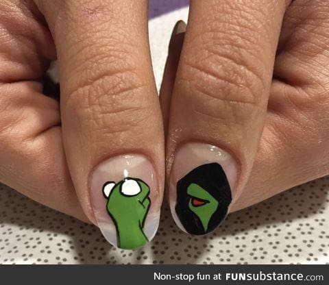 Me: "Do something fun but work appropriate on your nails".  Also me: