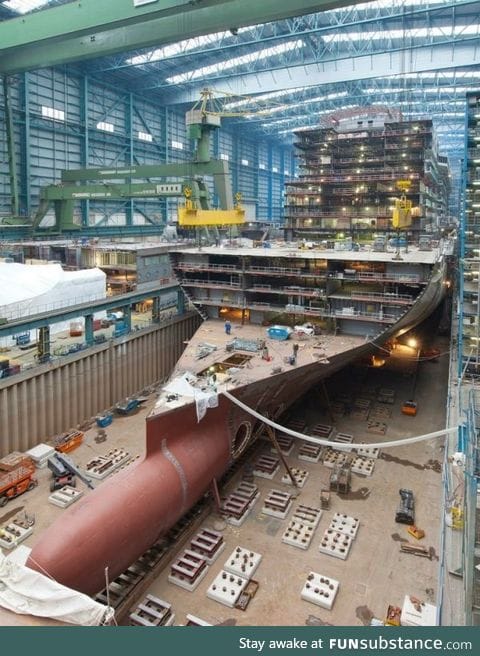 Cruise ship during construction