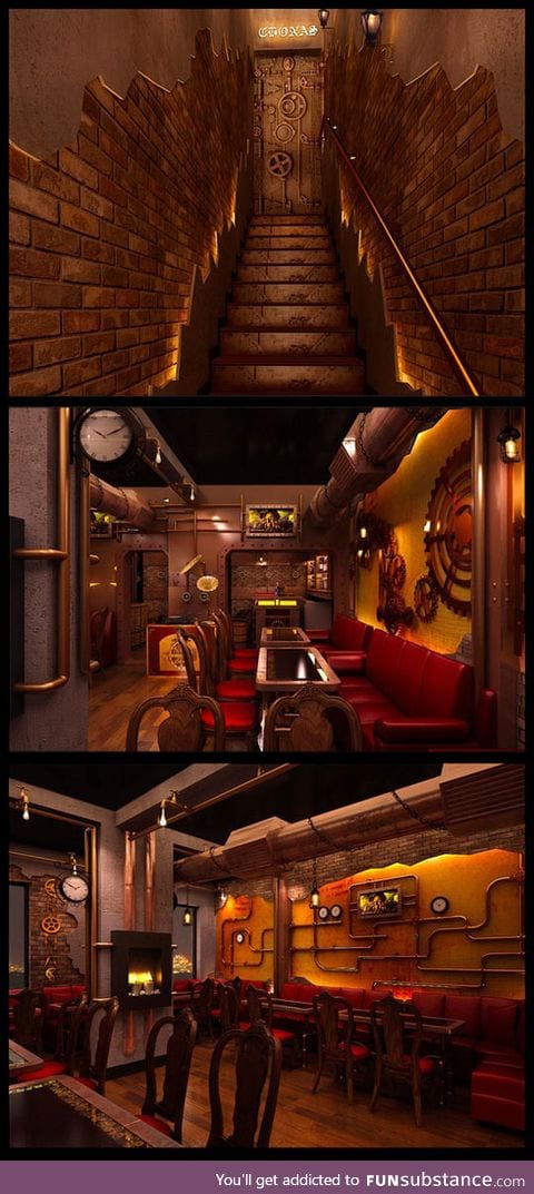 Awesome steampunk restaurant in new deli