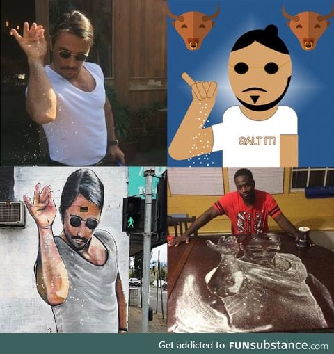 Top 4 of the Salt bae phenomena, A meme, a mobile game, a graffiti and a picture of salt