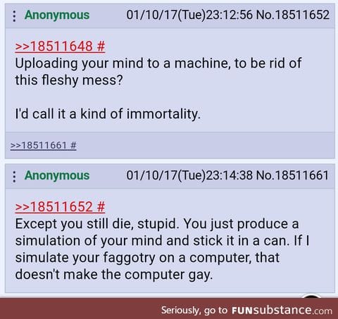 Anon on immortality and artificial intelligence