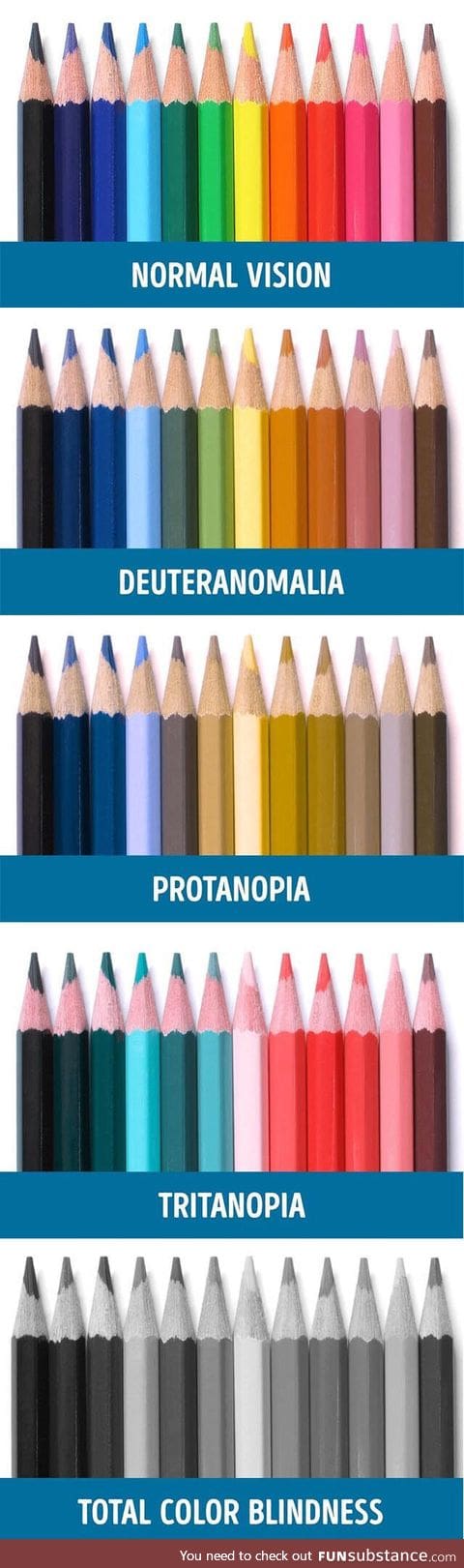 Different types of color blindness demonstrated