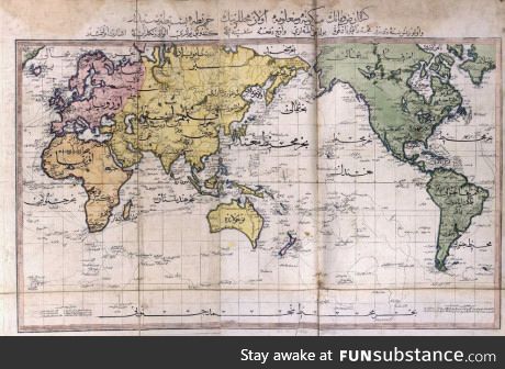 A map of the world as seen by the Ottoman Empire in 1803