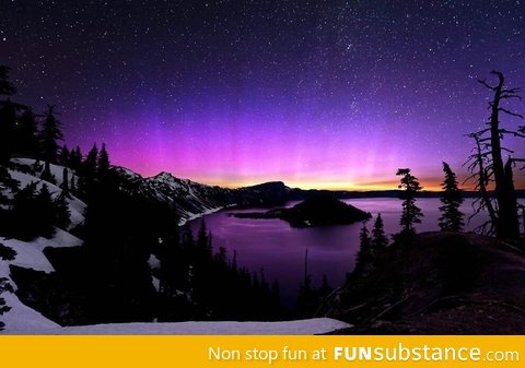 Purple Aurora over mountains. Simply Beautiful