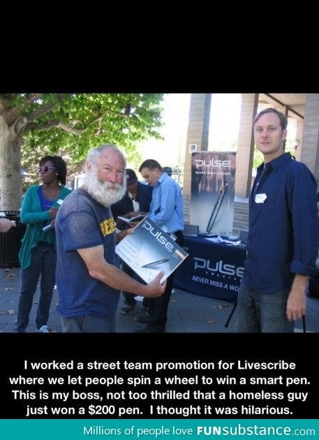 Lucky homeless guy