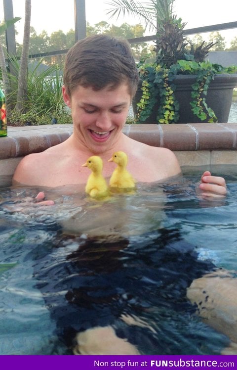 Me in the hot tub with two cute chicks