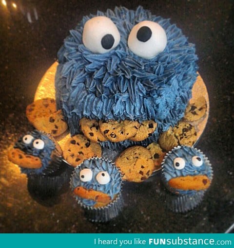 Cookie Monster themed birthday cake