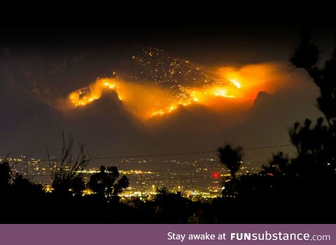 Mountain on fire in Tucson, Arizona