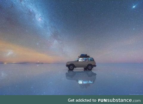 A bed of stars over Salar de Uyuni in Bolivia