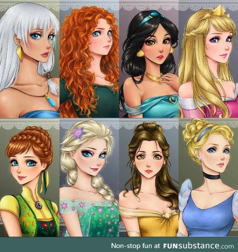 Anime style Disney girls