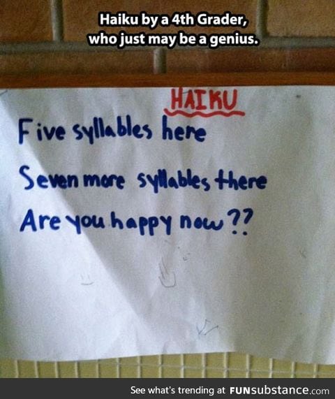 4th Grader Haiku