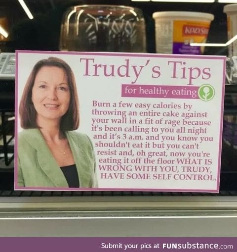 Weight loss tips… Thanks Trudy