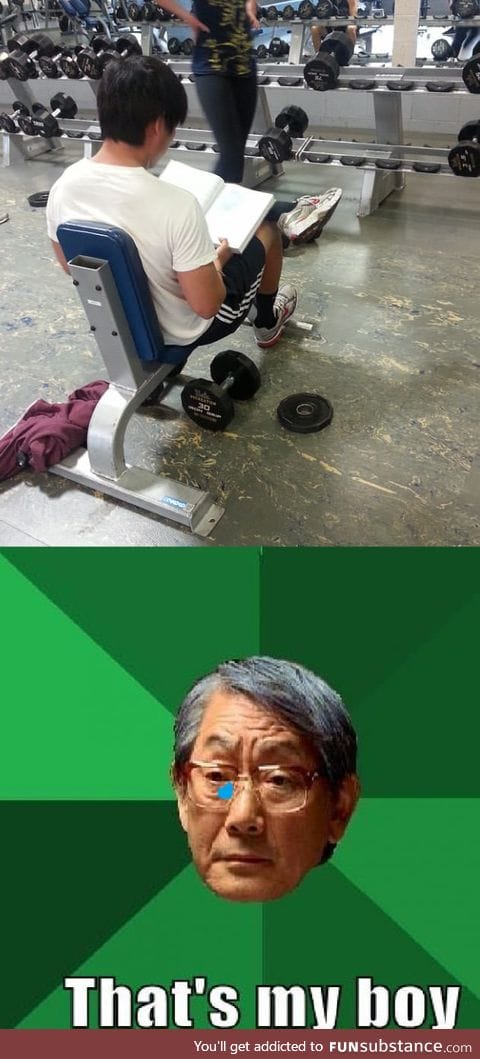 An Asian dude in a gym