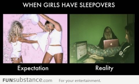 Girl sleepover expectation vs reality