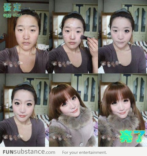 Asian girl before and after make up