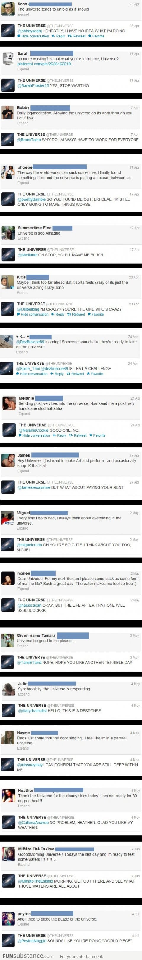 The Universe Replies To Your Thoughts On Twitter