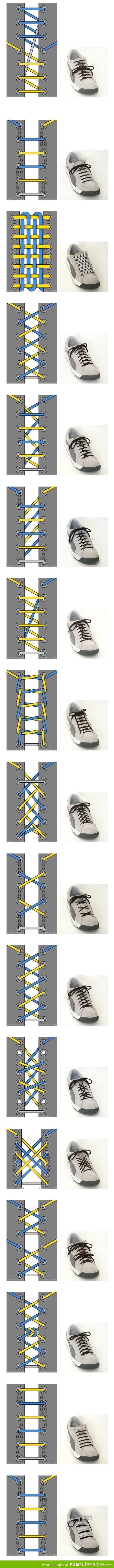 Different ways to tie your shoes