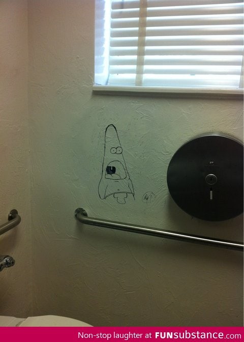 I can't poop with that staring at me. Dammit whoever did this