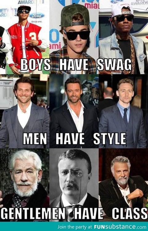 Differences between boys, men and gentlemen