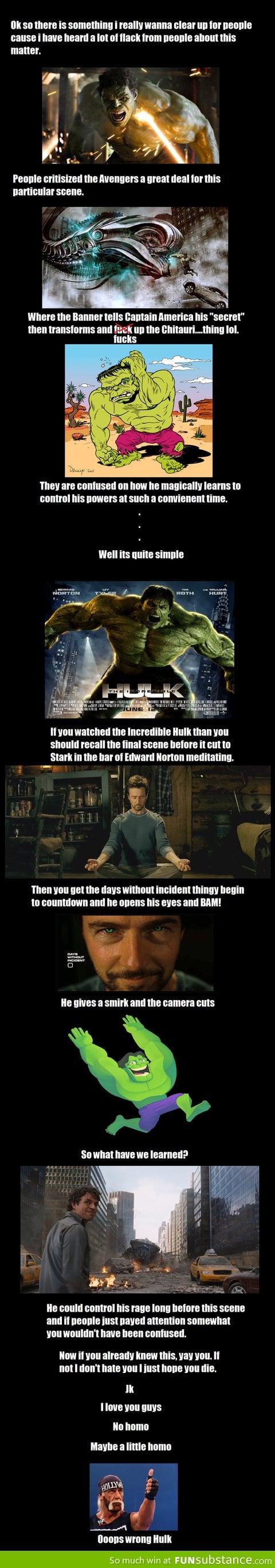 How Hulk manage to control his powers in The Avengers