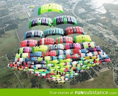 Large canopy formation skydiving