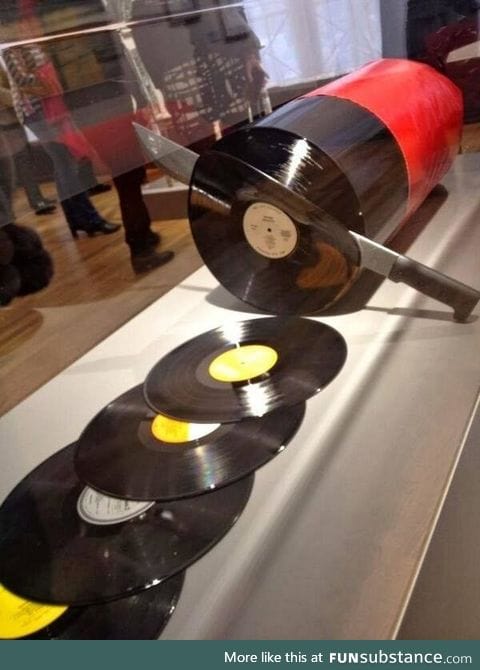 Cutting a record sculpture