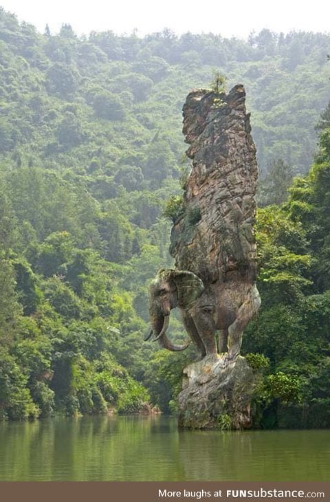 Elephant carved from natural rock
