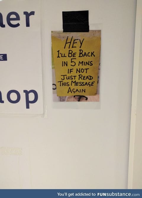 Sign on the door of the company mailroom