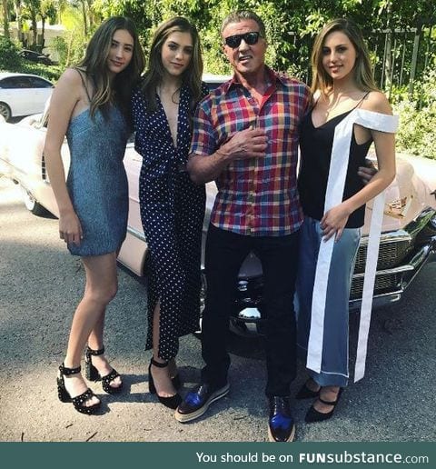 Stallone with his daughters