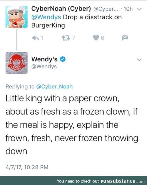 Whoever runs the Twitter account for Wendy's needs a raise