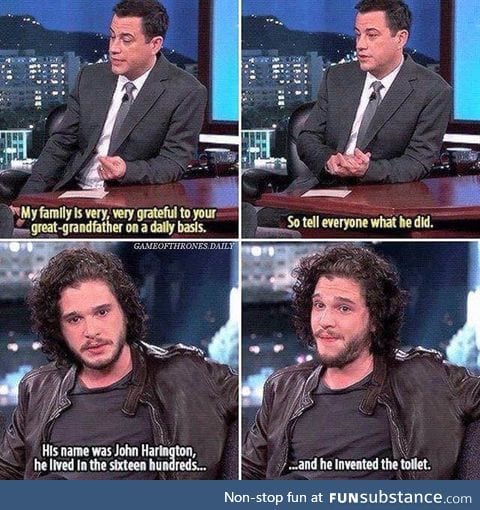 Kit Harrington, first of his name, rightful heir to the porcelain throne!