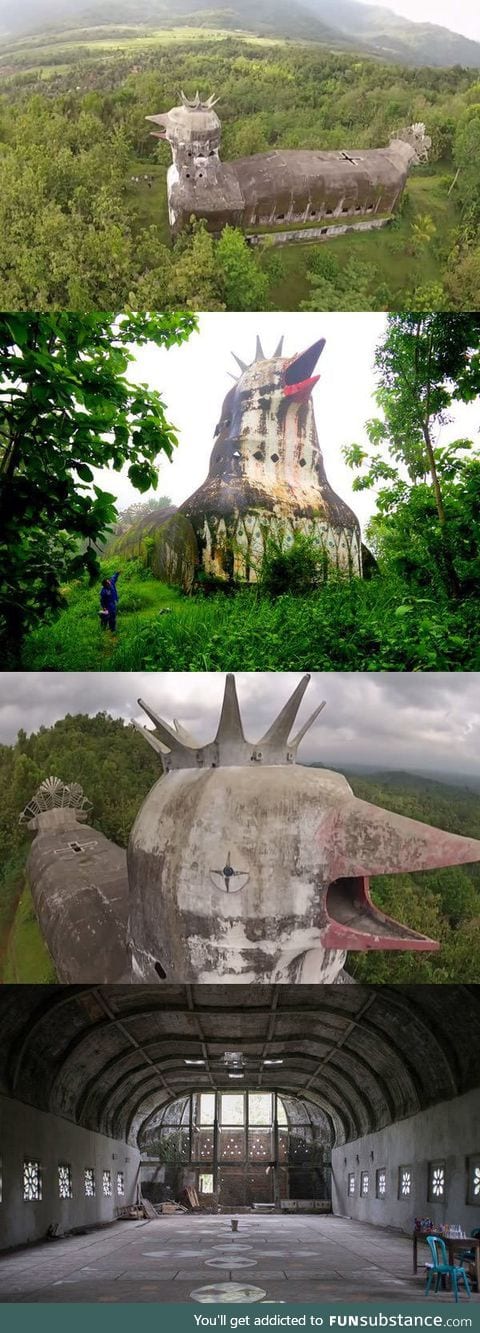 There is an abandoned chicken church in Indonesia