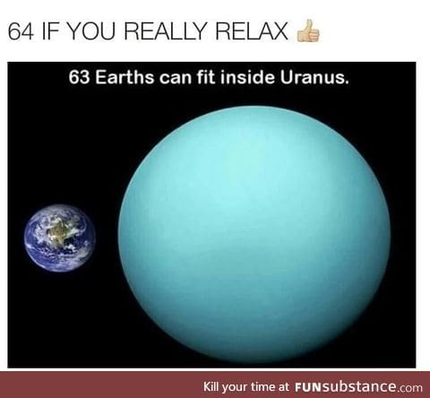 Uranus is 63 time bigger than Earth