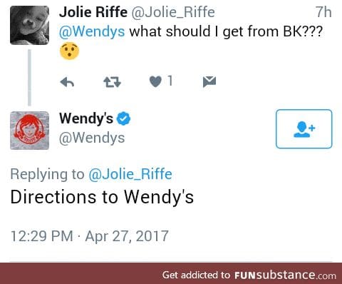 I do not like the food Wendy's offers,but their tweets are too savage not to share