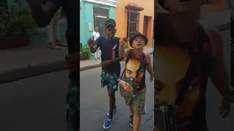 Amazing freestyle by two young Colombian street rappers