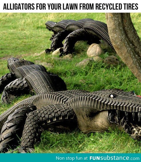 Alligators from recycled tires