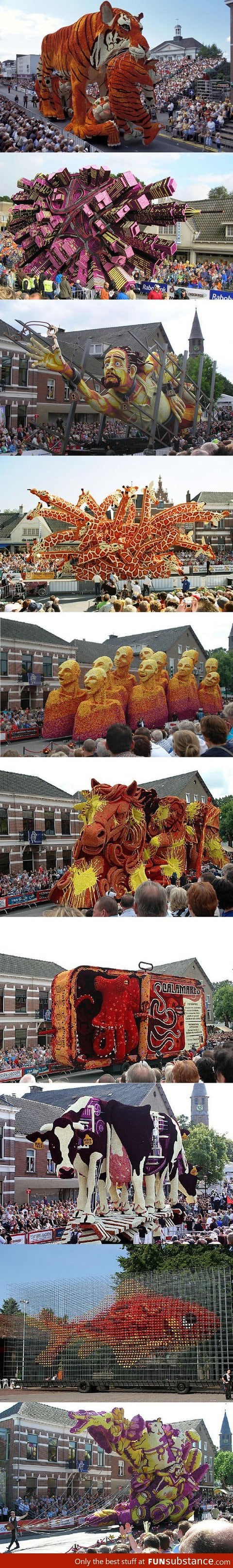 Corso Zundert in the Netherlands: these are all covered with flowers