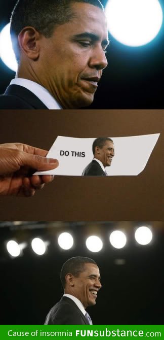 Cue cards for Obama