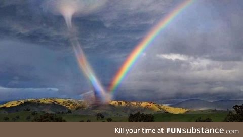 This tornado is eating a rainbow