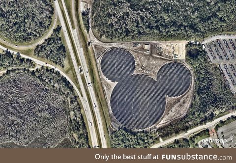 This is what Disney World's solar farm looks like from the sky