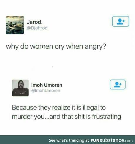 Why do women cry when they're angry