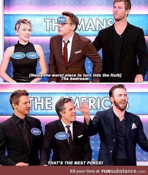 The cast of the avengers playing family feud