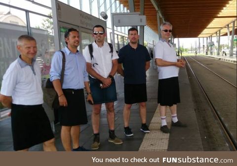 French bus drivers can't wear shorts with high temperatures. So they wear skirts
