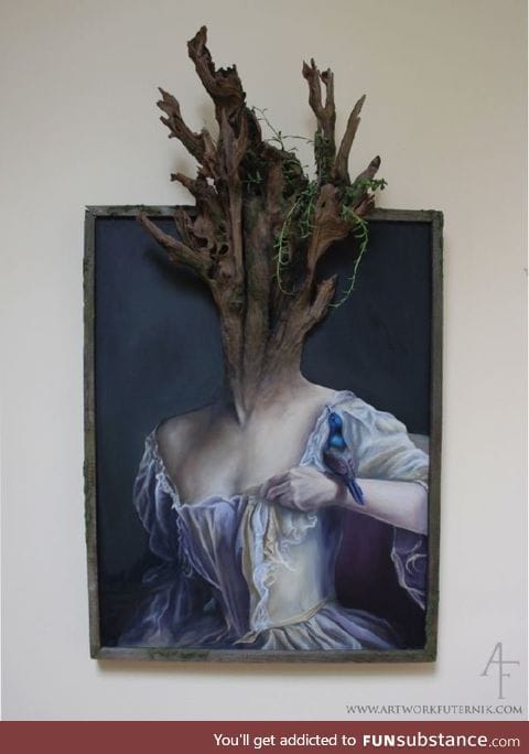 Surreal Painting/Sculpture hybrid, with real plants
