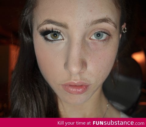 Girl With Make-up On Only Half of Her Face
