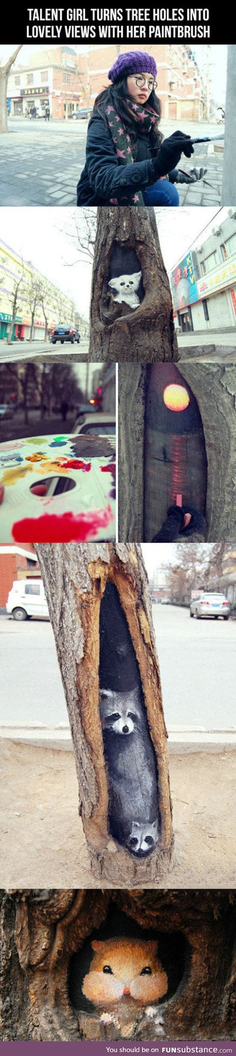Clever art inside tree holes