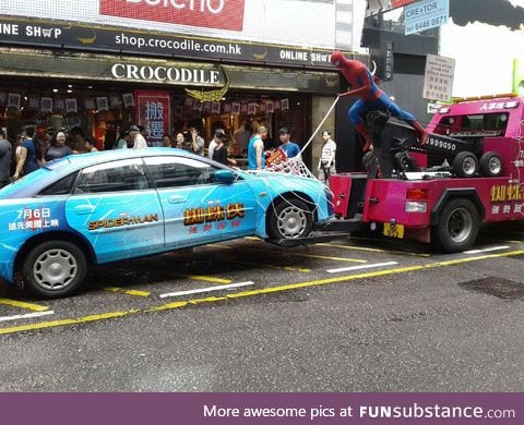 Spider-Man tow truck in Hong Kong