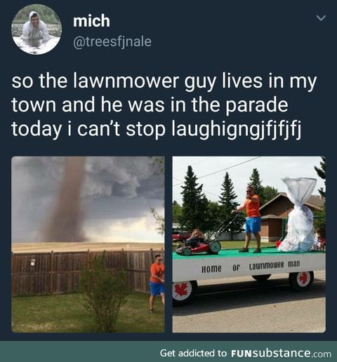 Lawnmower guy covering some ground